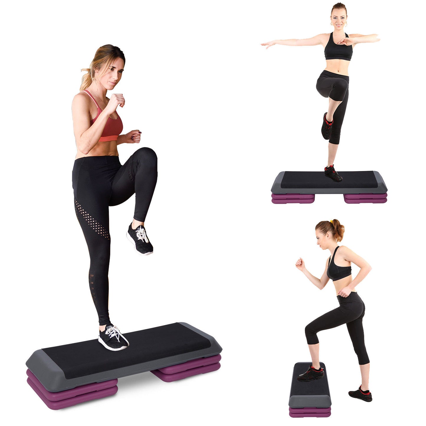 Soozier 43" Aerobic Steeper Adjust 4" 6" 8" Cardio Workout Exercise