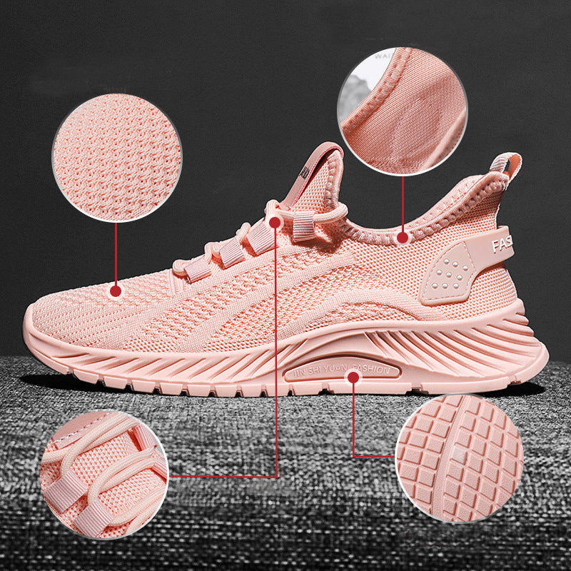 Fashion Casual Sports Shoes Women Lace Up Flat Shoes Lightweight Breathable Running Mesh Sneakers