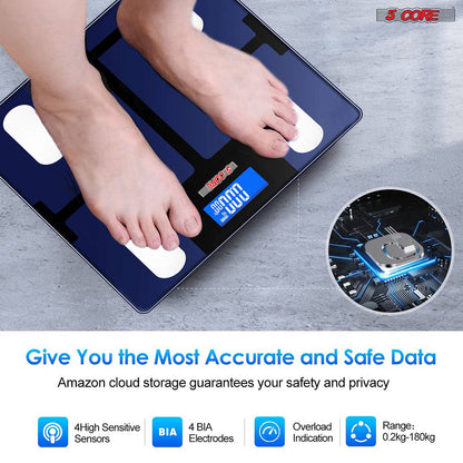 5 Core Smart Digital Bathroom Weighing Scale with Body Fat and Water