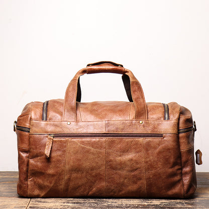 Fitness Portable Travel Bag Frosted Cowhide One-shoulder Messenger Bag Leather Duffel