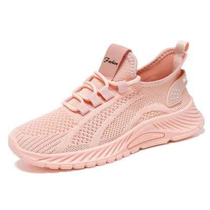 Fashion Casual Sports Shoes Women Lace Up Flat Shoes Lightweight Breathable Running Mesh Sneakers