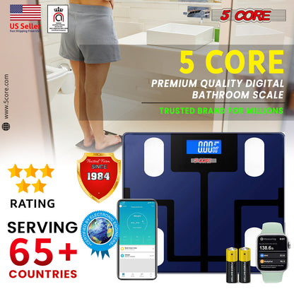 5 Core Smart Digital Bathroom Weighing Scale with Body Fat and Water