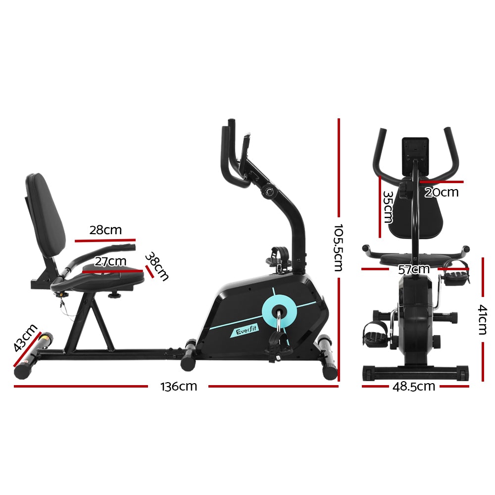 Everfit Magnetic Recumbent Exercise Bike Fitness Cycle Trainer Gym