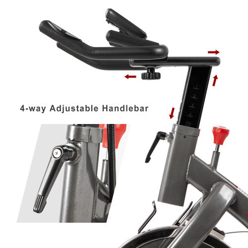 Indoor Cycling Bike 4-Way Adjustable Handlebar & Seat LCD Monitor