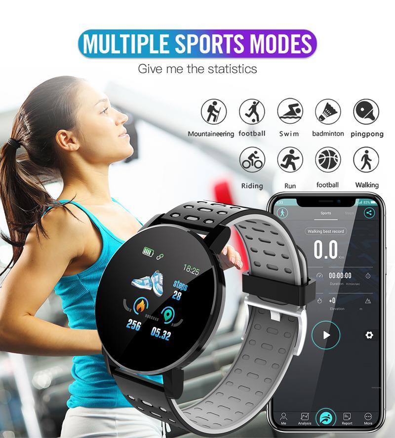 119 Plus Heart Rate Blood Pressure Sports Fitness Smart Watch