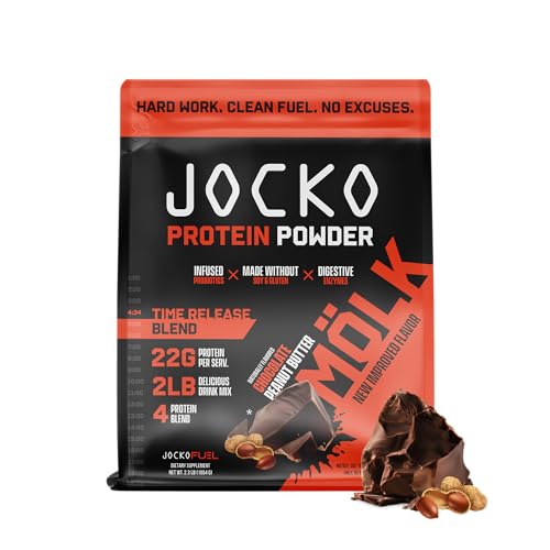 Jocko Mölk Chocolate Peanut Butter Whey Protein Powder - Keto, Probiotics, Grass Fed, For Muscle Recovery & Growth