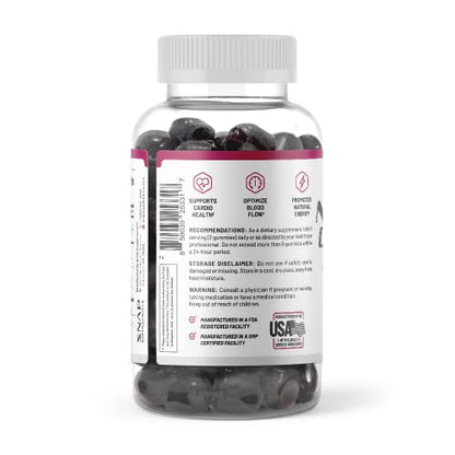 Snap Supplements Sugar Free Nitric Oxide Beet Root Gummies - Heart Health, Energy Boost, Circulation, Beet Root Chewables, Beetroot Nitric Oxide Booster, 60 Gummies