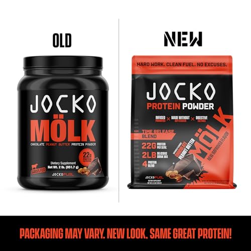 Jocko Mölk Chocolate Peanut Butter Whey Protein Powder - Keto, Probiotics, Grass Fed, For Muscle Recovery & Growth