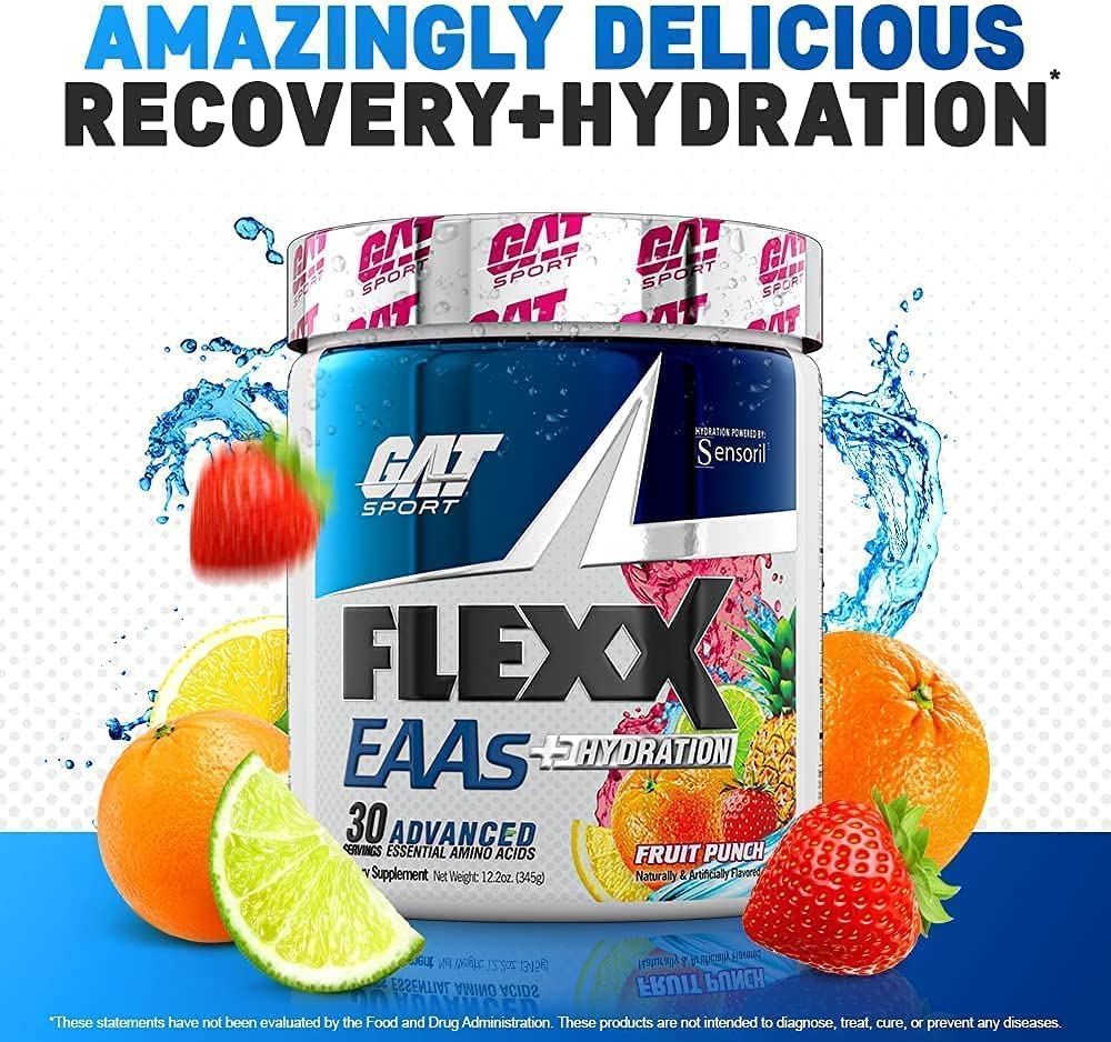 GAT SPORT Flexx EAAs + Hydration, Advanced Essential Amino Acids, 30 Servings (Apple Pear)