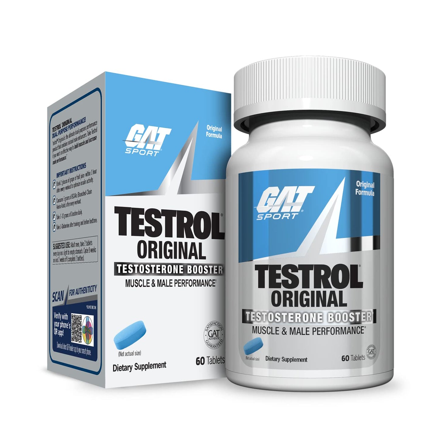 GAT Sport Testrol Original Test Booster | Male Performance, Vitality, Tribulus, Zinc, Magnesium | 60 Capsules