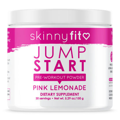 SkinnyFit Jump Start Pre Workout Supplement for Women 30 Servings - Creatine Free Powdered Mix Drink to Help Increase Energy, Focus, and Endurance, Pink Lemonade Flavor