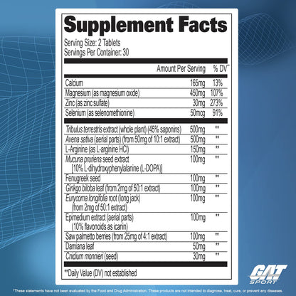 GAT Sport Testrol Original Test Booster | Male Performance, Vitality, Tribulus, Zinc, Magnesium | 60 Capsules