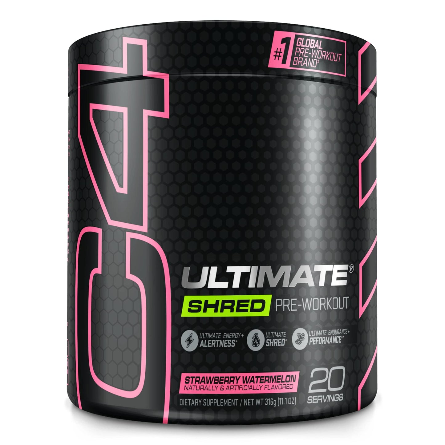 Cellucor C4 Ultimate Shred Pre Workout Powder for Men & Women, Weight Loss Supplement with Ginger Root Extract, Strawberry Watermelon, 20 Servings (Pack of 1)