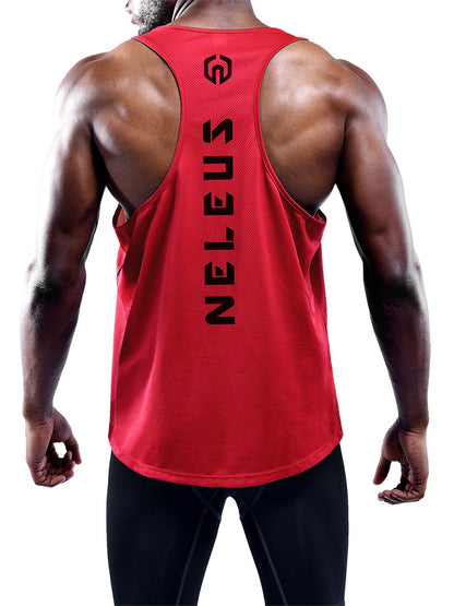 NELEUS Men's 3 Pack Dry Fit Athletic Sleeveless Muscle Tank,5031,Black,Grey,Red,M,EU L