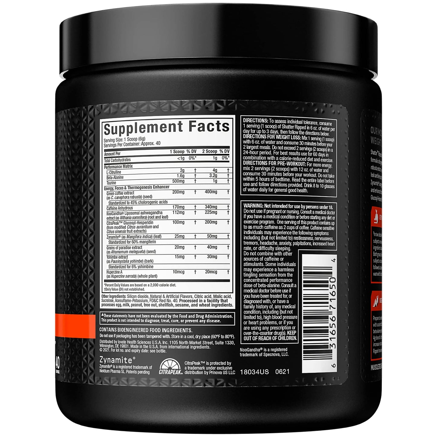 Pre Workout + Weight Loss MuscleTech Shatter Ripped Pre-Workout Pre Workout for Men & Women PreWorkout Energy Powder Drink Mix Energy + Weight Loss Formula Rainbow Candy (40 Servings)