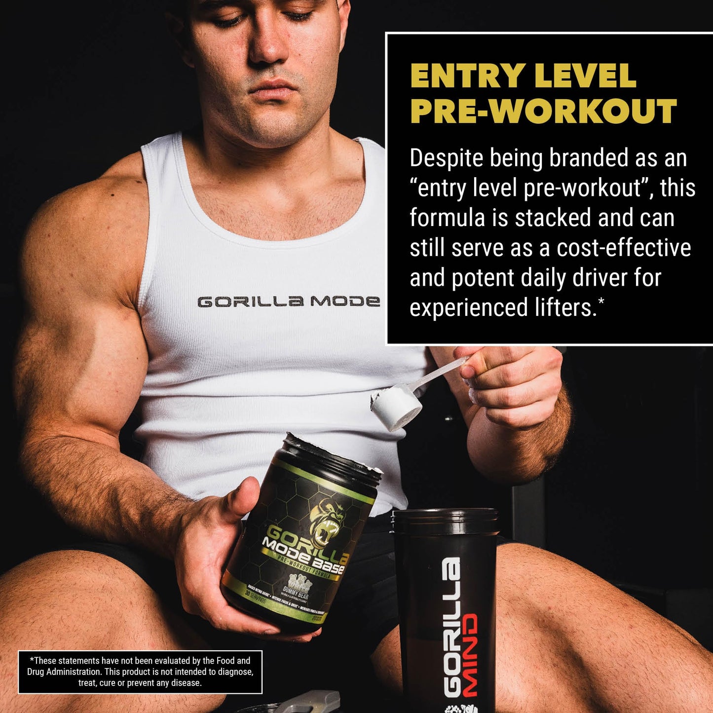 Gorilla Mode Base Pre Workout - Raises Nitric Oxide · Intense Focus & Drive · Endurance · Power - L-Citrulline, L-Tyrosine, Betaine, Alpha-GPC, Caffeine, Huperzine A - 360 Grams (Watermelon)