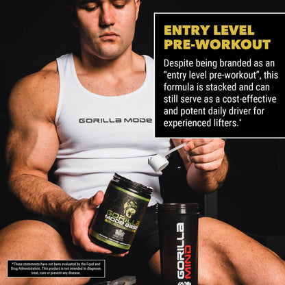 Gorilla Mode Base Pre Workout - Raises Nitric Oxide · Intense Focus & Drive · Endurance · Power - L-Citrulline, L-Tyrosine, Betaine, Alpha-GPC, Caffeine, Huperzine A - 360 Grams (Watermelon)