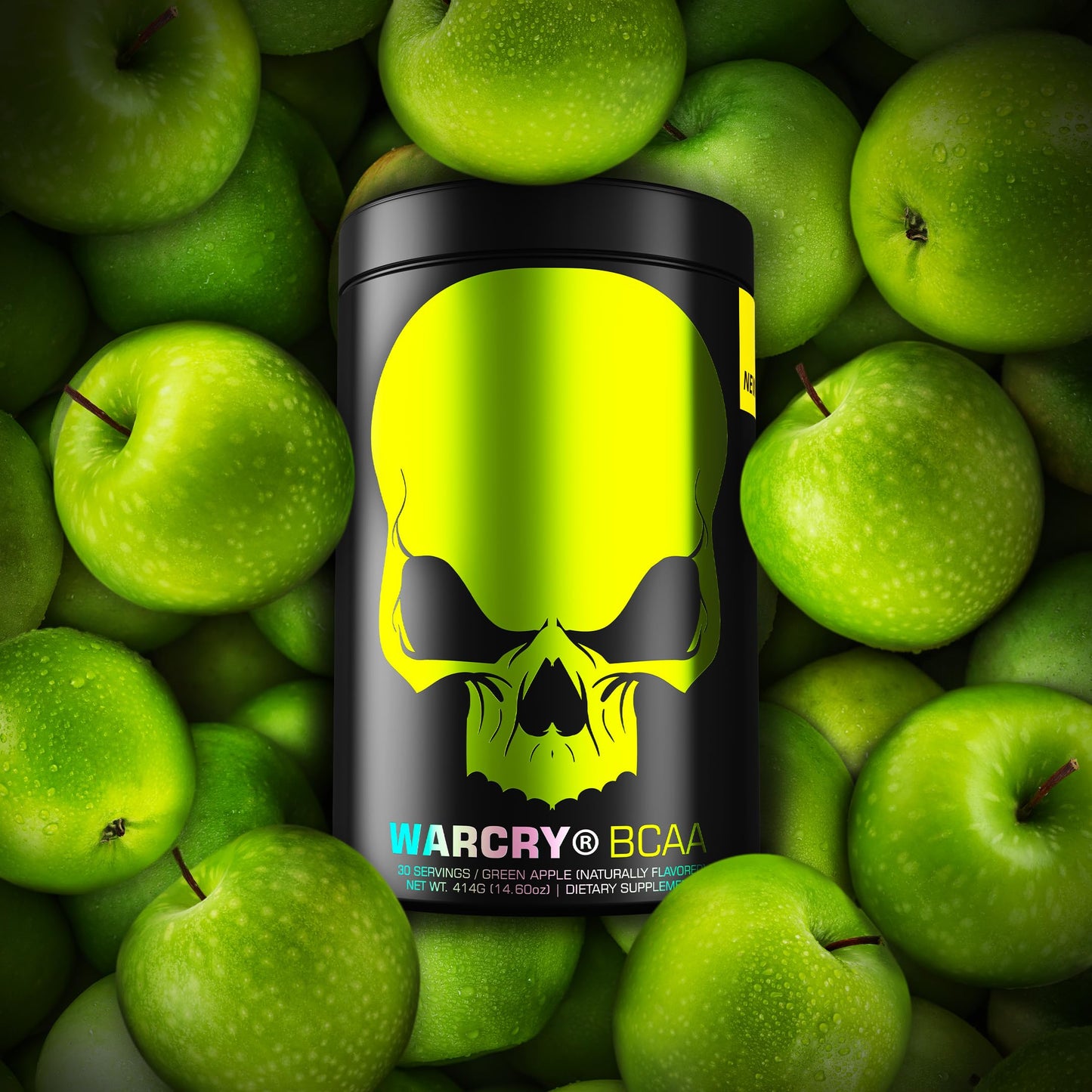 WARCRY BCAA Powder Green Apple | Naturally Flavored | Post & Pre Workout Drink with Amino Acids, Citrulline, Beta-Alanine, Glutamine | 7g BCAAs for Men & Women | 30 Big Servings