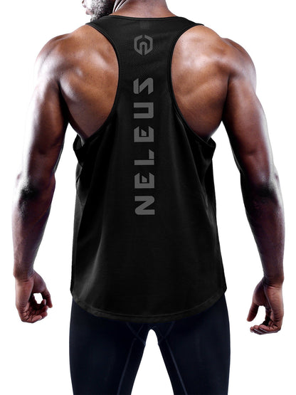 NELEUS Men's 3 Pack Dry Fit Athletic Sleeveless Muscle Tank,5031,Black,Grey,Red,M,EU L